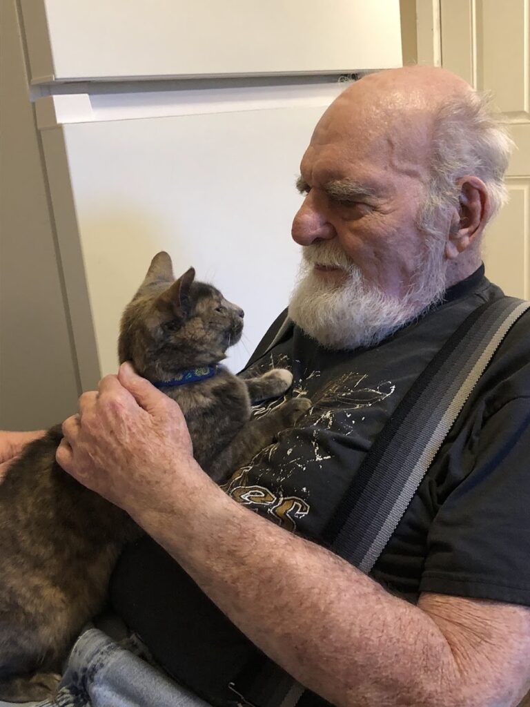 Elvis Cayford with Flower kitty